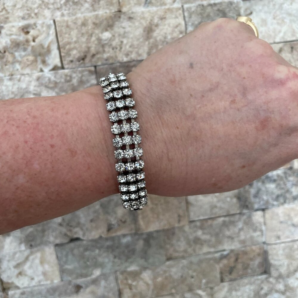 Vintage Weiss Rhinestone Bracelet